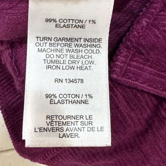 Vineyard Vines Pants Womens 28 Purple Corduroy Raw Hem Ankle Stretch 2P001366 - Picture 8 of 9